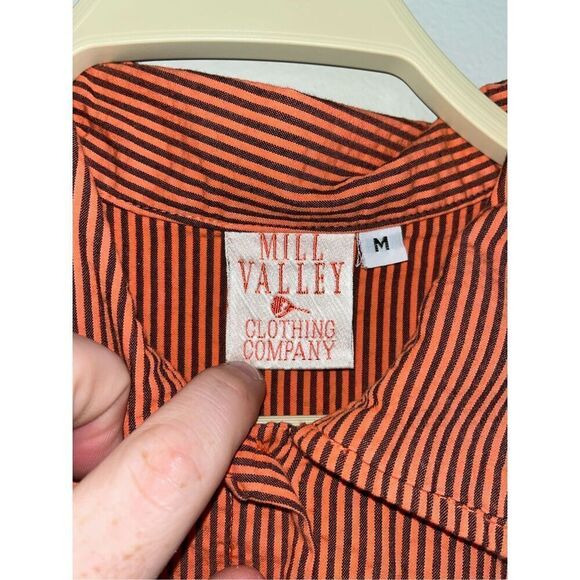 Mill Valley Clothing Company Drifter Shirt Orange Stripes Button Up Medium - Picture 4 of 6